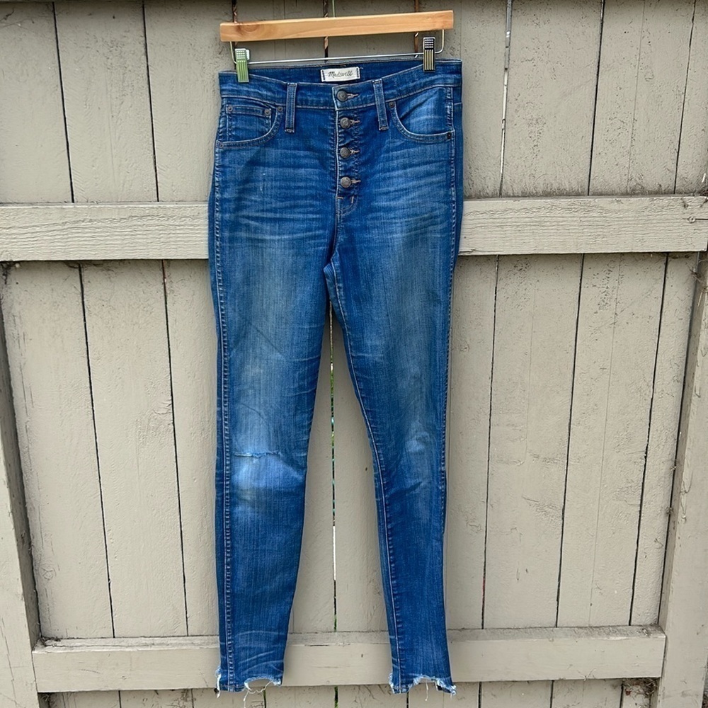 Madewell High Rise Skinny Skinny Jeans Button Fly Raw Hem SZ 27TL Retro